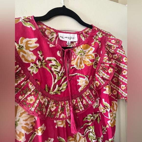 Maisie Designer Vibrant Pink Cotton Mini Dress Women’s Size Medium - Picture 5 of 15